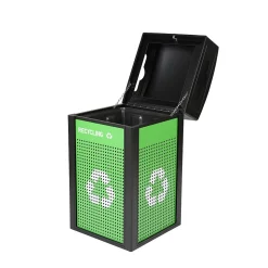 Alpine Industries GS Series Steel Trash Can & Recycling Bin Combo, 40 Gallon, Green (ALP471-40-GS-M)