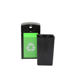 Alpine Industries GS Series Steel Recycling Bin, 80 Gallon, Green (ALP471-40-GSCM-MK)