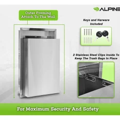 Alpine Industries Metal Indoor Trash Can, 12 Gallon, Stainless Steel (493)