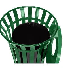 Alpine Industries Metal Outdoor Commercial Trash Can, 38-Gallon, Green (479-38-GRN)