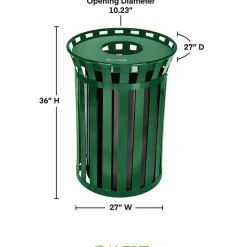 Alpine Industries Metal Outdoor Commercial Trash Can, 38-Gallon, Green (479-38-GRN)