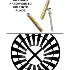 Alpine Industries Metal Slatted Outdoor Commercial Trash Can with Rain Bonnet Lid and Liner, Black, 38 Gal. (479-38-1)