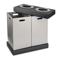 Alpine Industries Plastic Trash & Recycling Bin Combo, 28 Gallon, Black (471-02-BLK)