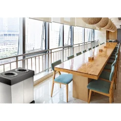 Alpine Industries Plastic Trash & Recycling Bin Combo, 28 Gallon, Black (471-02-BLK)