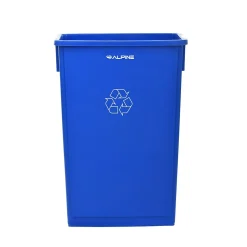 Alpine Industries Plastic Recycle Bin and Lid, 23 Gallon, Blue, (477-R-BLU-PKG2)