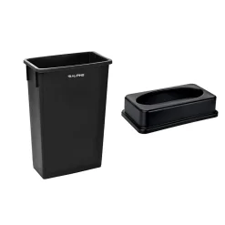Alpine Industries Plastic Indoor Slim Commercial Trash Can with Lid, 23 Gallon, Black (477-BLK-PKG1)