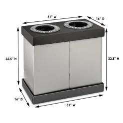 Alpine Industries Plastic 2-Compartment Indoor Trash Can and Recycling Bin, 28 Gal., Black, 2/Pack (471-02-BLK-2PK)