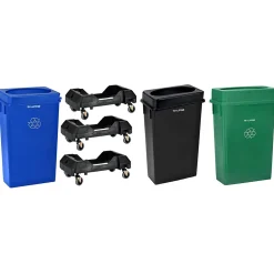 Alpine Industries Plastic Indoor Slim Trash Can with Lid, 23 Gallon, Multicolored, 3/Pack (477-PKD1)