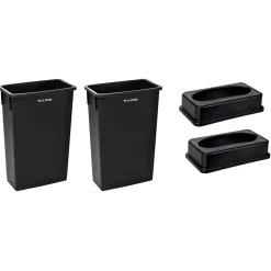 Alpine Industries Plastic Trash Can with Lid, 23 gallon, Black, 2/Pack (477-BLK-PKG1-2)