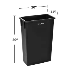 Alpine Industries Plastic Trash Can with Lid, 23 gallon, Black, 2/Pack (477-BLK-PKG1-2)
