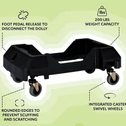 Alpine Industries Polypropylene Commercial Indoor Trash Can with Dolly, 23-Gallon, Gray, 3/Pack (ALP477-GRY-3PKD)