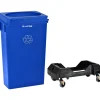 Alpine Industries Polypropylene Commercial Indoor Trash Can with Swing Lid and Dolly, 23-Gallon, Blue (ALP477-BLU2-PKD)