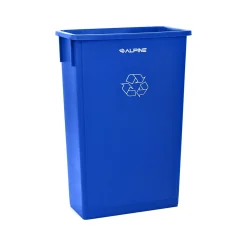 Alpine Industries Polypropylene Commercail Indoor Trash Can with Slotted Lid, 23-Gallon, Blue, 2/Pack (ALP477-R-BLU-PKG3-2)