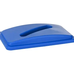 Alpine Industries Polypropylene Commercail Indoor Trash Can with Slotted Lid, 23-Gallon, Blue, 2/Pack (ALP477-R-BLU-PKG3-2)