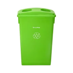 Alpine Industries Polypropylene Trash/Recycling Can with Slotted Lid and Dolly, 23-Gallon, Lime Green (ALP477-LGRN-3PKD)