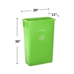 Alpine Industries Polypropylene Trash/Recycling Can with Slotted Lid and Dolly, 23-Gallon, Lime Green (ALP477-LGRN-3PKD)