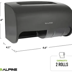 Alpine Industries Side-by-Side Double Roll Toilet Tissue Dispenser, Gray, 2/Pack (452-GRY-2PK)