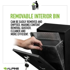 Alpine Industries Stainless Steel Outdoor Cigarette Receptacle, 1 Gallon, Black (490-01-BLK)