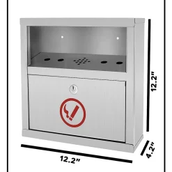 Alpine Industries Stainless Steel Outdoor Cigarette Receptacle, 1 Gallon, Stainless Steel (490-02-SS)