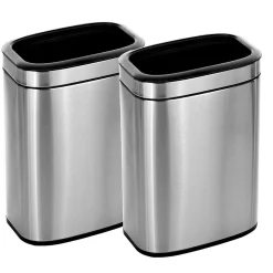 Alpine Industries Stainless Steel Indoor Trash Can, 5.3 Gallon, Silver, 2/Pack (470-20L-2PK)