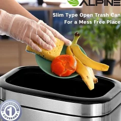 Alpine Industries Stainless Steel Indoor Trash Can, 5.3 Gallon, Silver, 2/Pack (470-20L-2PK)