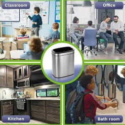 Alpine Industries Stainless Steel Indoor Trash Can, 5.3 Gallon, Silver, 2/Pack (470-20L-2PK)