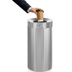 Alpine Industries Stainless Steel Trash Can with Open Lid, 27-Gallon, 2/Pack (ALP475-27-2PK)