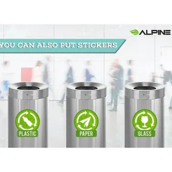 Alpine Industries Stainless Steel Trash Can with Open Lid, 27-Gallon, 2/Pack (ALP475-27-2PK)