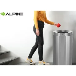 Alpine Industries Stainless Steel Trash Can with Open Lid, 27-Gallon, 2/Pack (ALP475-27-2PK)