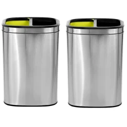 Alpine Industries Stainless Steel Trash Can with Open Lid, 10.5-Gallon, 2/Pack (ALP470-R-40L-2PK)