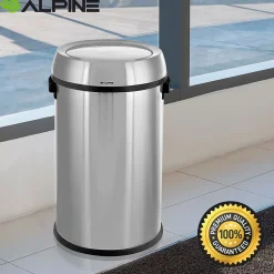 Alpine Industries Stainless Steel Trash Can with Swing Lid, 17-Gallon (ALP470-65L-1)