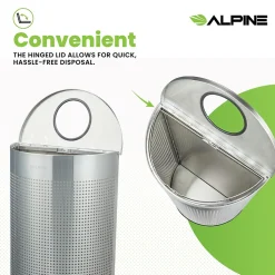 Alpine Industries Stainless Steel Perforated Half Round Trash Can, 12 Gallon, (ALP438-12HR-SS)
