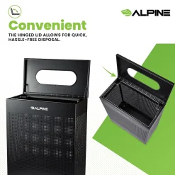 Alpine Industries Stainless Steel Trash Can, 23 Gallon, Black (ALP438-23-BLK-MK)