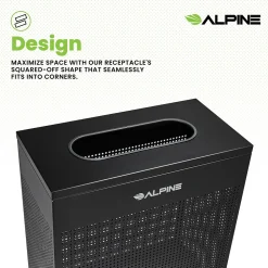 Alpine Industries Stainless Steel Trash Can, 23 Gallon, Black (ALP438-23-BLK-MK)