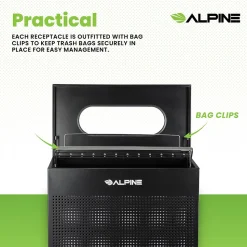 Alpine Industries Stainless Steel Trash Can, 23 Gallon, Black (ALP438-23-BLK-MK)