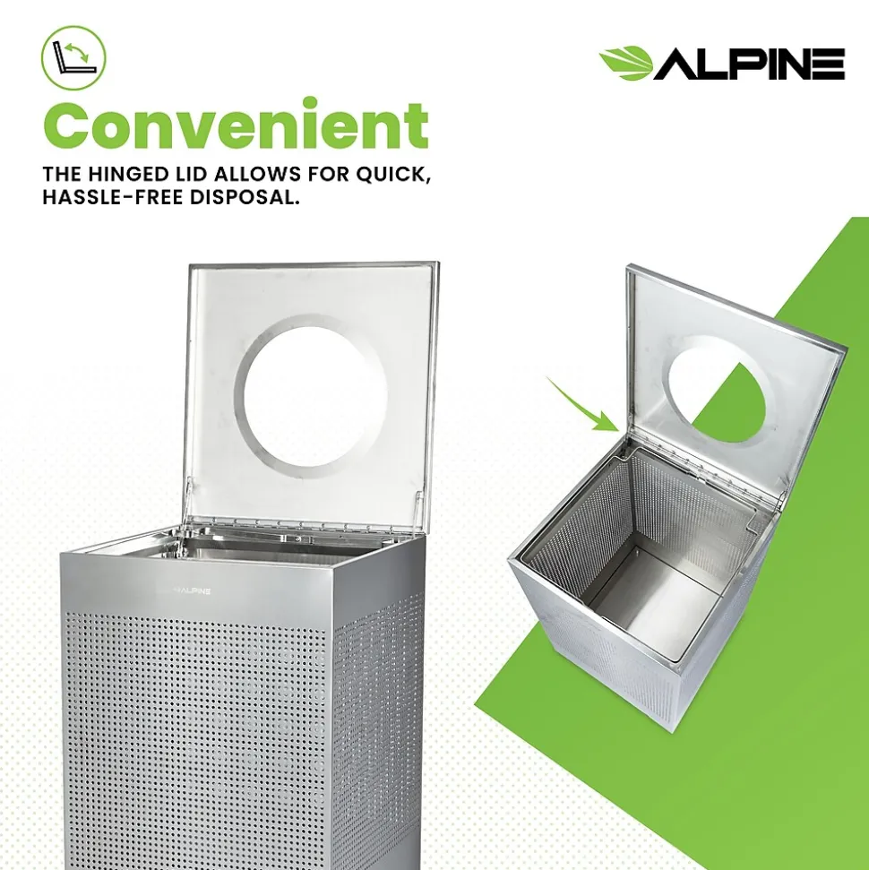 Alpine Industries Stainless Steel Trash Can, 40 Gallon, Silver (ALP438-40-SS-MK)