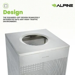 Alpine Industries Stainless Steel Trash Can, 40 Gallon, Silver (ALP438-40-SS-MK)