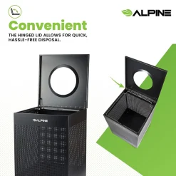 Alpine Industries Stainless Steel Trash Can, 40 Gallon, Black (ALP438-40-BLK-MK)