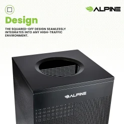 Alpine Industries Stainless Steel Trash Can, 40 Gallon, Black (ALP438-40-BLK-MK)
