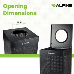 Alpine Industries Stainless Steel Trash Can, 40 Gallon, Black (ALP438-40-BLK-MK)