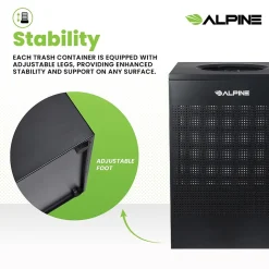 Alpine Industries Stainless Steel Trash Can, 40 Gallon, Black (ALP438-40-BLK-MK)
