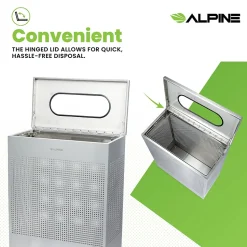 Alpine Industries Stainless Steel Trash Can, 23 Gallon, Silver (ALP438-23-SS-MK)
