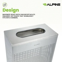 Alpine Industries Stainless Steel Trash Can, 23 Gallon, Silver (ALP438-23-SS-MK)