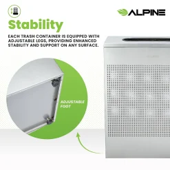 Alpine Industries Stainless Steel Trash Can, 23 Gallon, Silver (ALP438-23-SS-MK)