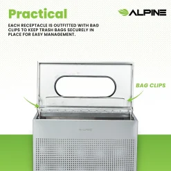 Alpine Industries Stainless Steel Trash Can, 23 Gallon, Silver (ALP438-23-SS-MK)