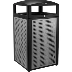 Alpine Industries Steel Outdoor Commercial Trash Can with Ashtray Lid, 40 Gallon, Silver (472-40-SIL)