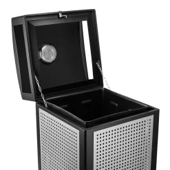 Alpine Industries Steel Outdoor Commercial Trash Can with Ashtray Lid, 40 Gallon, Silver (472-40-SIL)