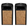 Alpine Industries Steel Outdoor Trash Can with Covered Top and Open Sides, 40-Gallon, Black/Stone, 2/Pack (ALP472-40-STO-2PK)