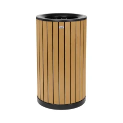 Alpine Industries Steel Outdoor Trash Can with Open Lid, 32 Gallon, Cedar/Black (ALP4400-01-CD)