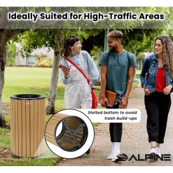 Alpine Industries Steel Outdoor Trash Can with Open Lid, 32 Gallon, Cedar/Black (ALP4400-01-CD)